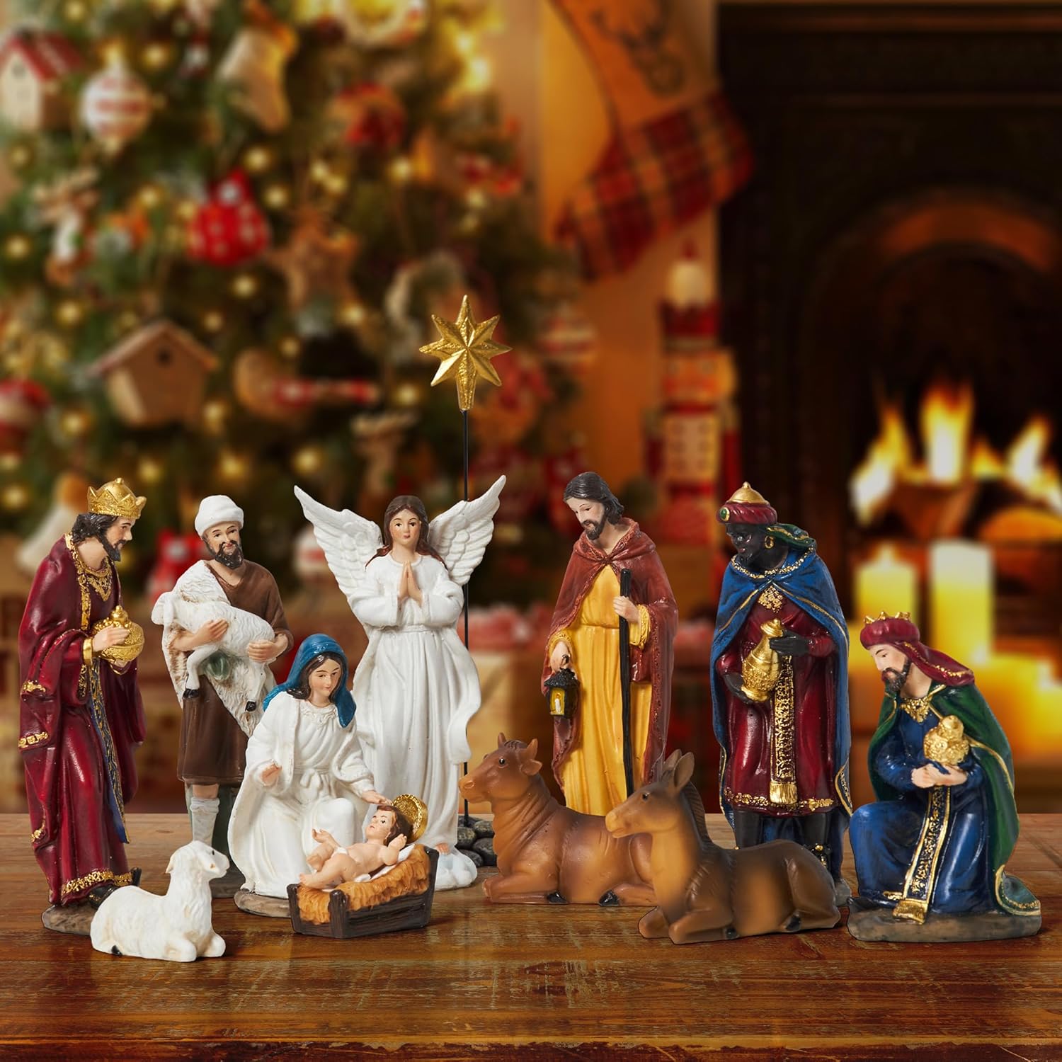 Presépio Lar do Natal Clássico de Resina – 13 Peças