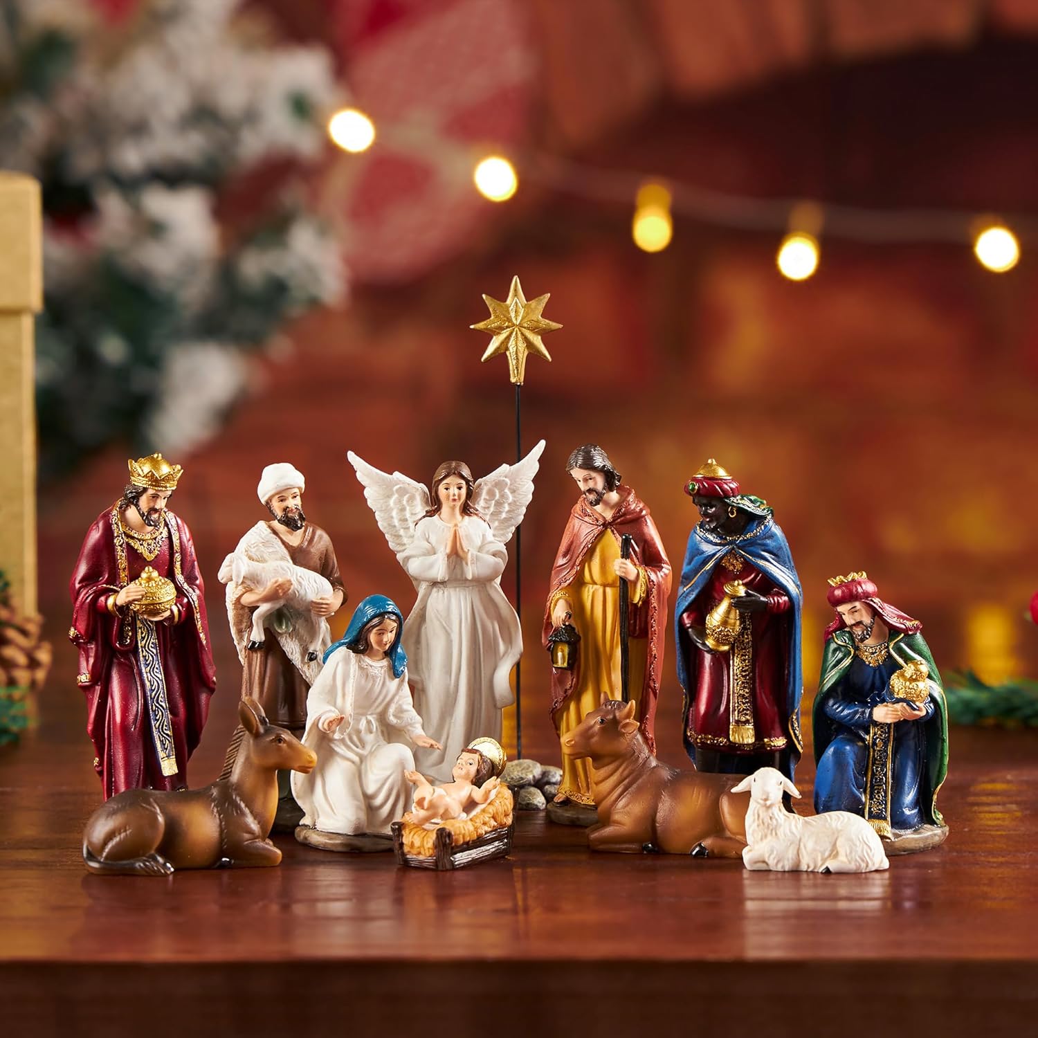 Presépio Lar do Natal Clássico de Resina – 13 Peças