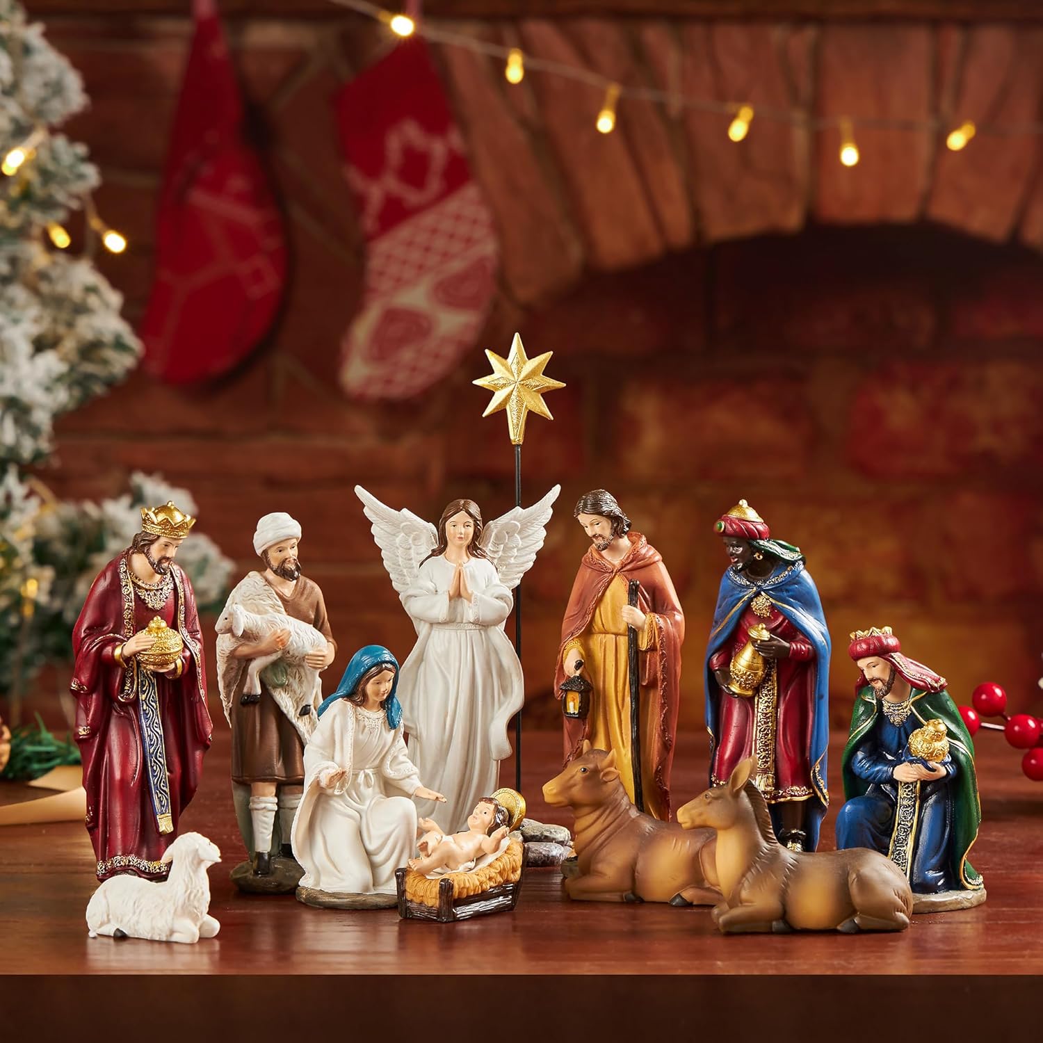 Presépio Lar do Natal Clássico de Resina – 13 Peças