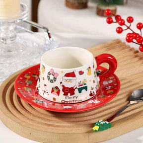 Caneca Casal Natalino com Colher Decorada