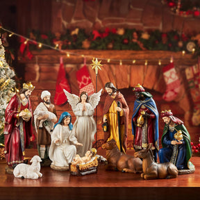 Presépio Lar do Natal Clássico de Resina – 13 Peças