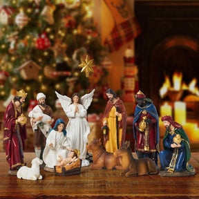 Presépio Lar do Natal Clássico de Resina – 13 Peças