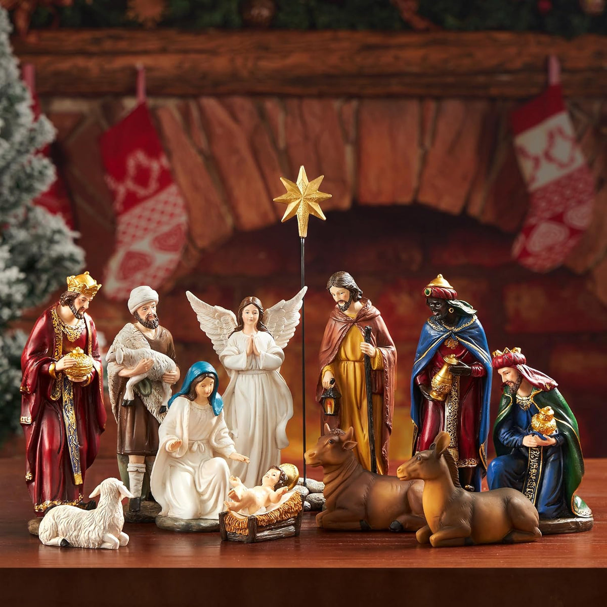 Presépio Lar do Natal Clássico de Resina – 13 Peças