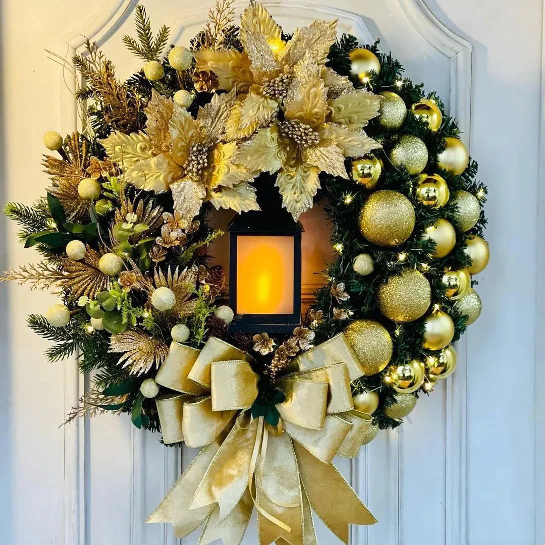 Guirlanda de Natal Dourada para Porta